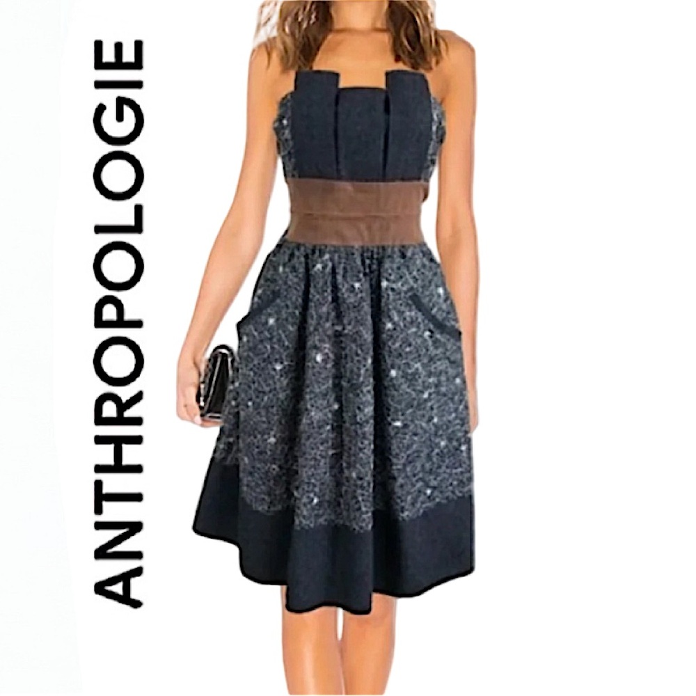 RINA DHAKA.ANTHROPOLOGIE.NWT. Gorgeous Embroidered Strapless midi-dress.M